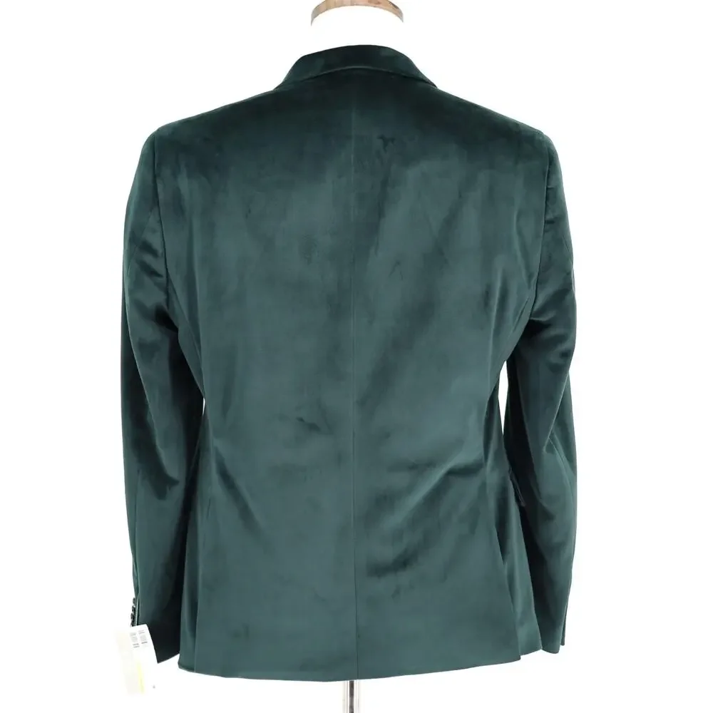 Alfani Men's Solid Green Velvet Slim Fit Classic Suit Blazer Sport Coat Size 38S